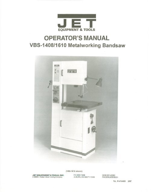 OPERATOR'S MANUAL JET Tools