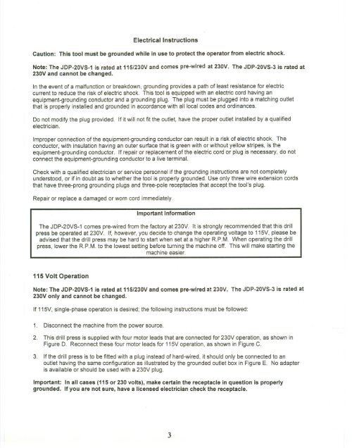 OPERATOR'S MANUAL - JET Tools