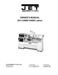 OWNER'S MANUAL GH-1340W/1440W Lathes - JET Tools