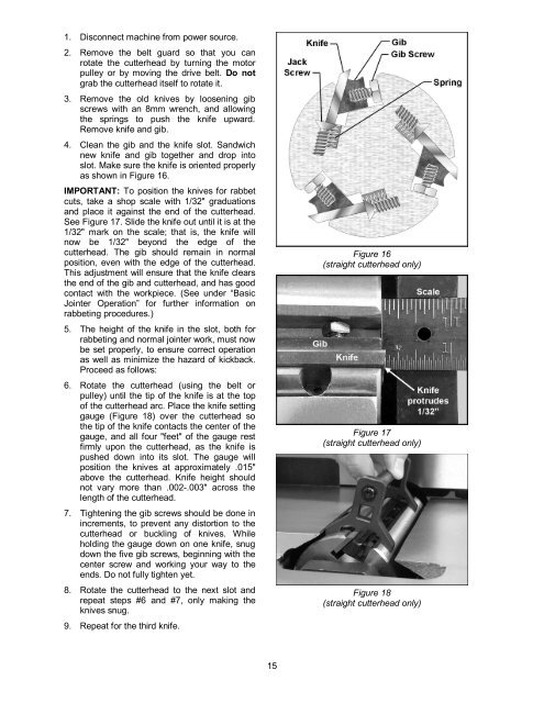 Operating Instructions And Parts Manual 8-inch Jointer