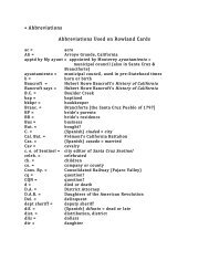 • Abbreviations Abbreviations Used on Rowland Cards