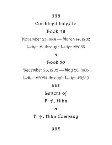 Combined Index to Book 46 November 25, 1901 ... - University Library
