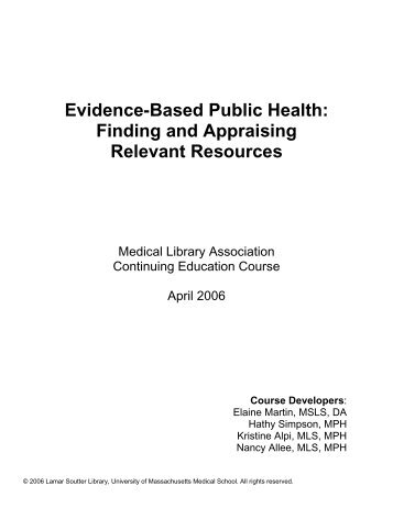 Evidence-Based Public Health: - Lamar Soutter Library