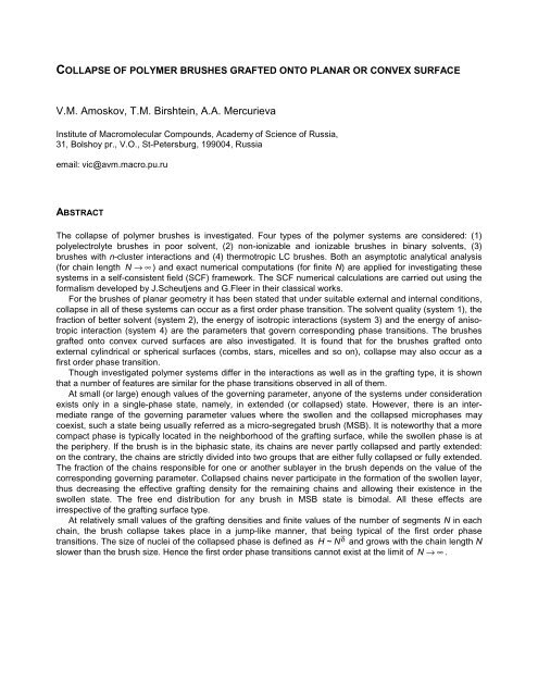 Collapse of polymer brushes grafted onto planar ... - Wageningen UR