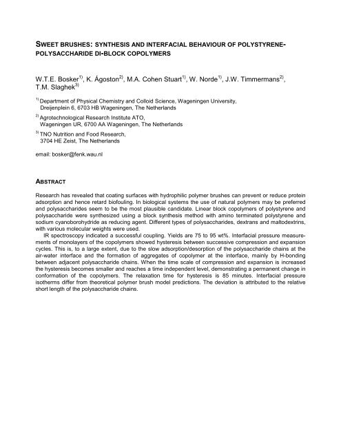 Collapse of polymer brushes grafted onto planar ... - Wageningen UR