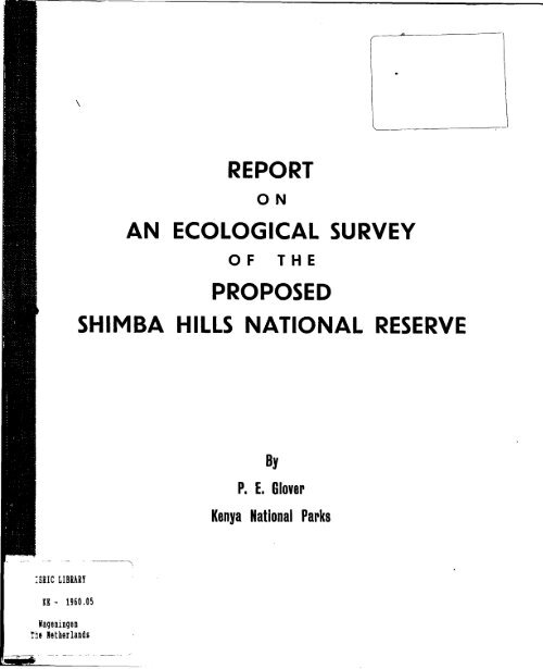 report an ecological survey proposed shimba hills national reserve