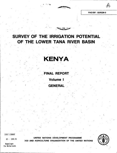 survey of the irrigation potential of the lower tana river basin kenya
