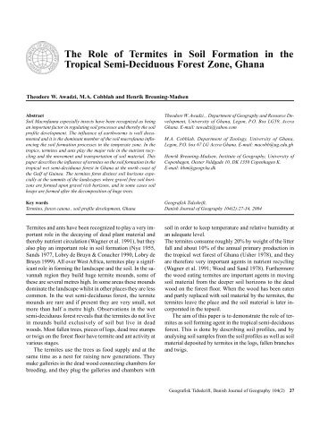 The Role of Termites in Soil Formation in the Tropical Semi ...