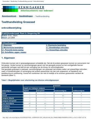 Kennisakker - Handleiding 'Teelthandleiding graszaad ...