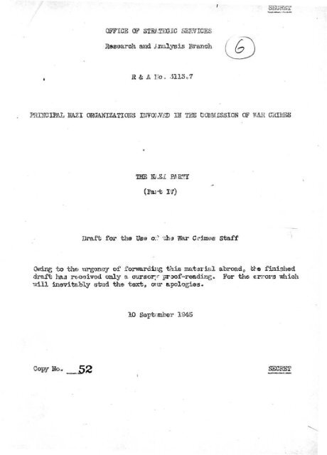 R & A No. 3113.7 / Principal Nazi Organizations Involved in the ...