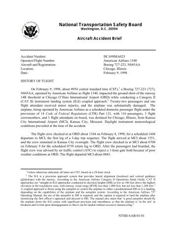 NTSB/AAB-01/01 - National Transportation Safety Board