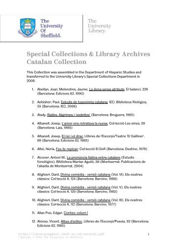 Special Collections & Library Archives Catalan Collection