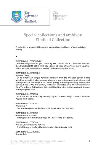 Elmfield Collection - University of Sheffield