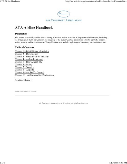 ATA Airline Handbook - Libraries - Embry-Riddle Aeronautical ...