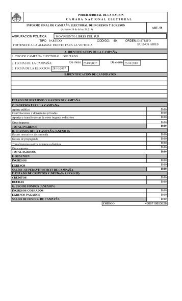 estado de recursos y gastos de campaña agrupacion politica