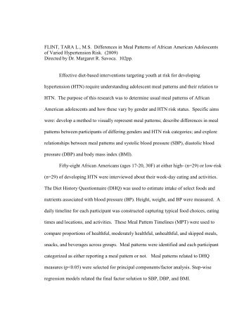 FLINT, TARA L., M.S. Differences in Meal Patterns of African ...