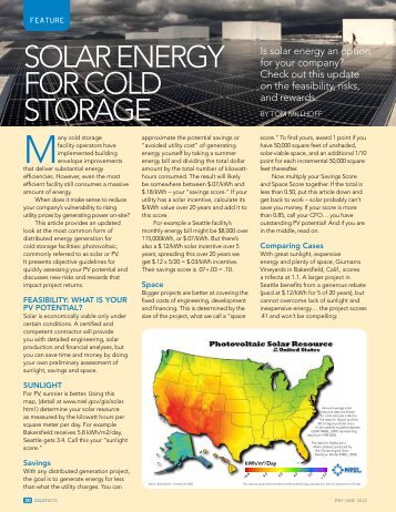 SOLAR ENERGY FOR COLD STORAGE