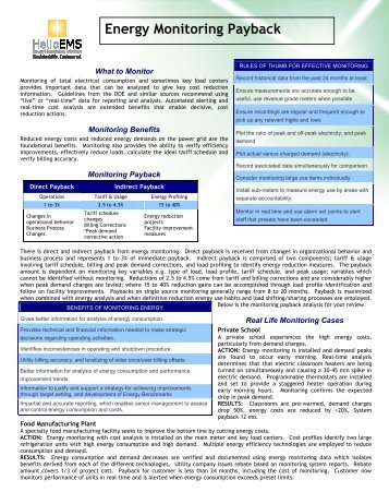 Payback and Process- Energy Monitoring Payback