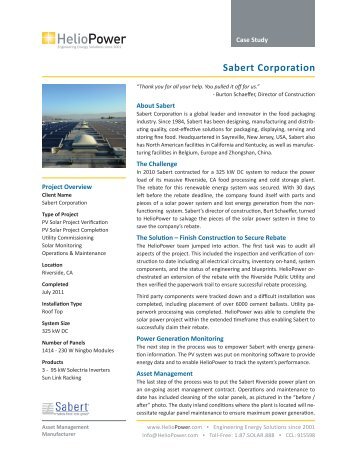 HelioPower Sabert Corporation Case Study