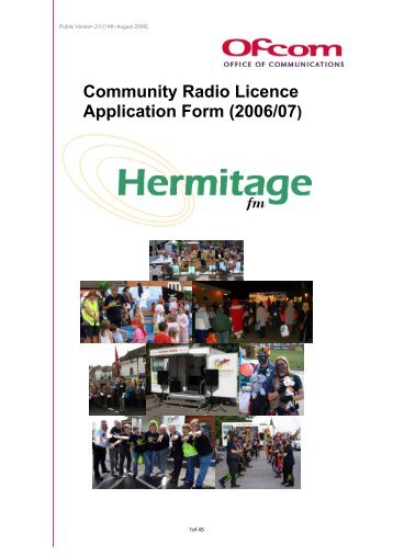Hermitage FM - Ofcom Licensing