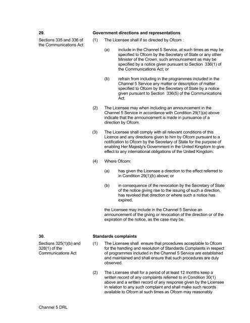 Channel 5 Licence - Ofcom Licensing