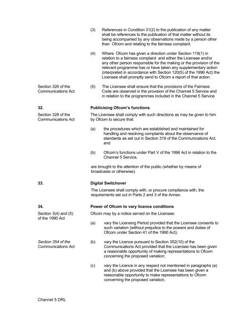 Channel 5 Licence - Ofcom Licensing