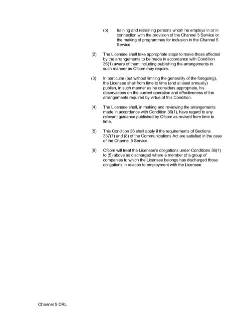 Channel 5 Licence - Ofcom Licensing