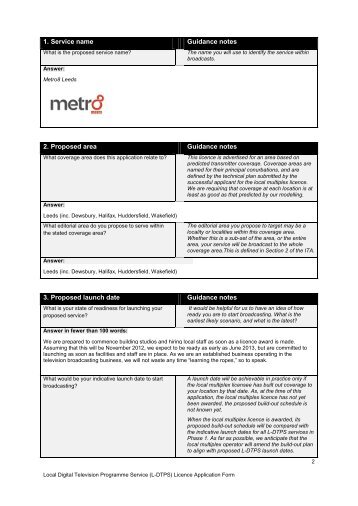 Metro 8 Leeds L-DTPS application - Ofcom Licensing