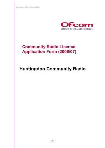 Huntingdon Community Radio - Ofcom Licensing