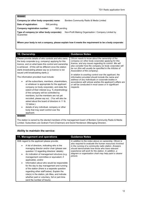 Community radio licence application form TD1 ... - Ofcom Licensing