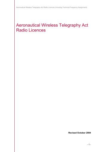 Aeronautical Wireless Telegraphy Act Radio ... - Ofcom Licensing