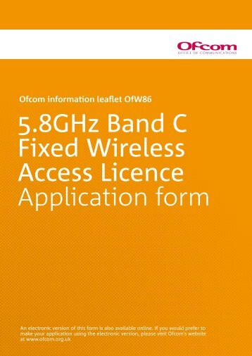 5.8GHz Band C Fixed Wireless Access Licence ... - Ofcom Licensing