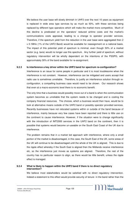 UHF2 realignment study - Ofcom Licensing