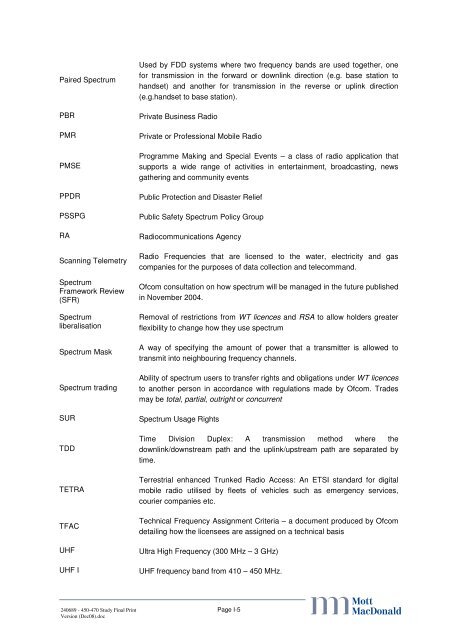 UHF2 realignment study - Ofcom Licensing