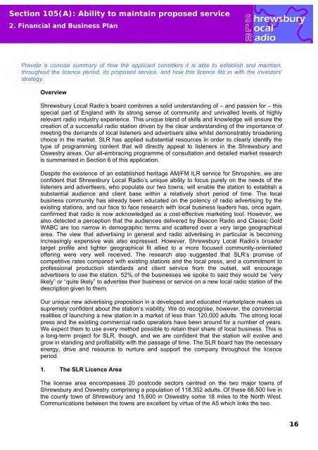 SLR - Ofcom Licensing