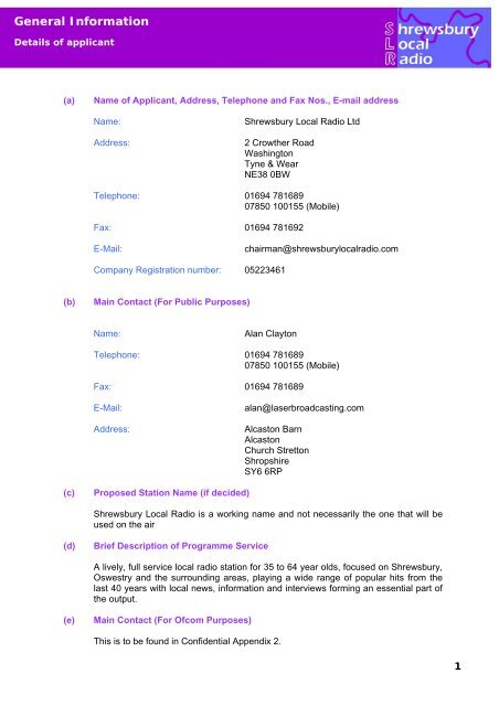 SLR - Ofcom Licensing