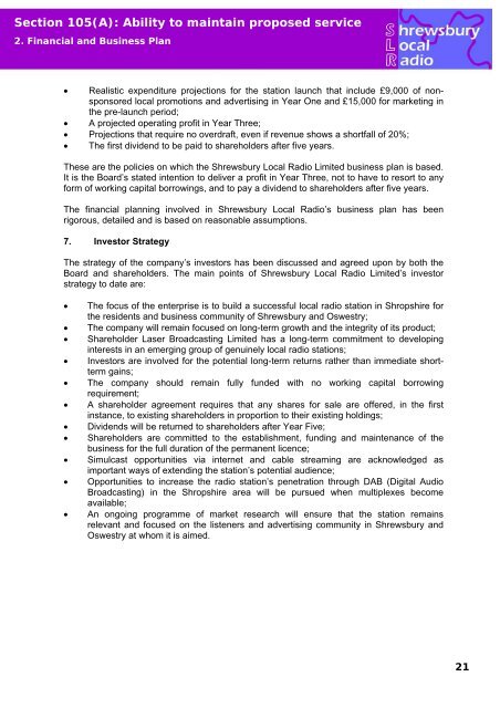 SLR - Ofcom Licensing