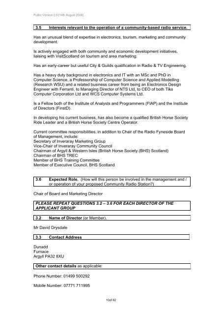 Radio Fyneside - Ofcom Licensing