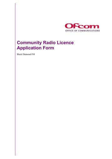 Black Diamond FM.rtf - Ofcom Licensing