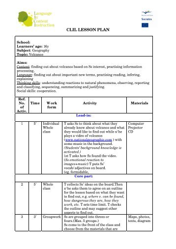 CLIL LESSON PLAN