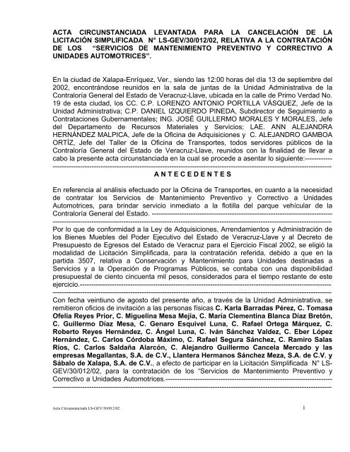Acta circunstanciada que se levanta en la sala de juntas Acta circunstanciada que se levanta en la sala de juntas