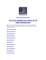 Free List- Submit Your Videos To 36 Video Sharing Sites ? Edit