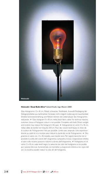 Holonzki / Dead Bulb Alive* Eckard Knuth, Ingo Maurer 2000 Glas ...