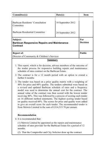 Responsive Repairs and Maintenance Contract PDF 155 KB