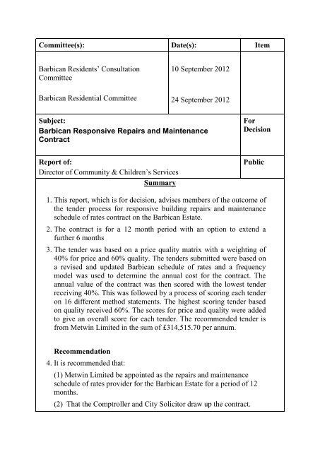 Responsive Repairs and Maintenance Contract PDF 155 KB
