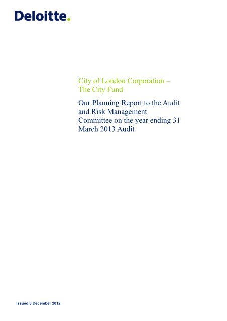 Deloitte's Annual Audit Plan for City Fund Financial Statements