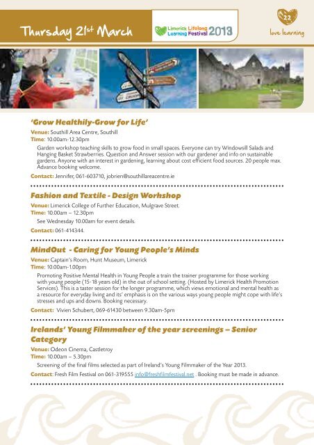 2013 Limerick Lifelong Learning Festival Programme - Limerick.ie