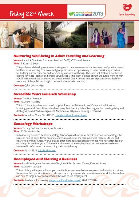 2013 Limerick Lifelong Learning Festival Programme - Limerick.ie