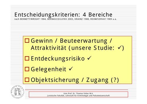 Wirksamkeit technischer Einbruchsprävention bei Wohn- und - Kfv