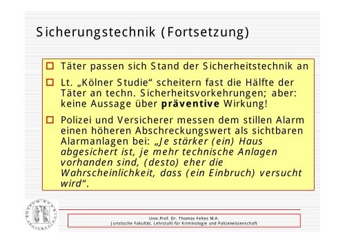 Wirksamkeit technischer Einbruchsprävention bei Wohn- und - Kfv